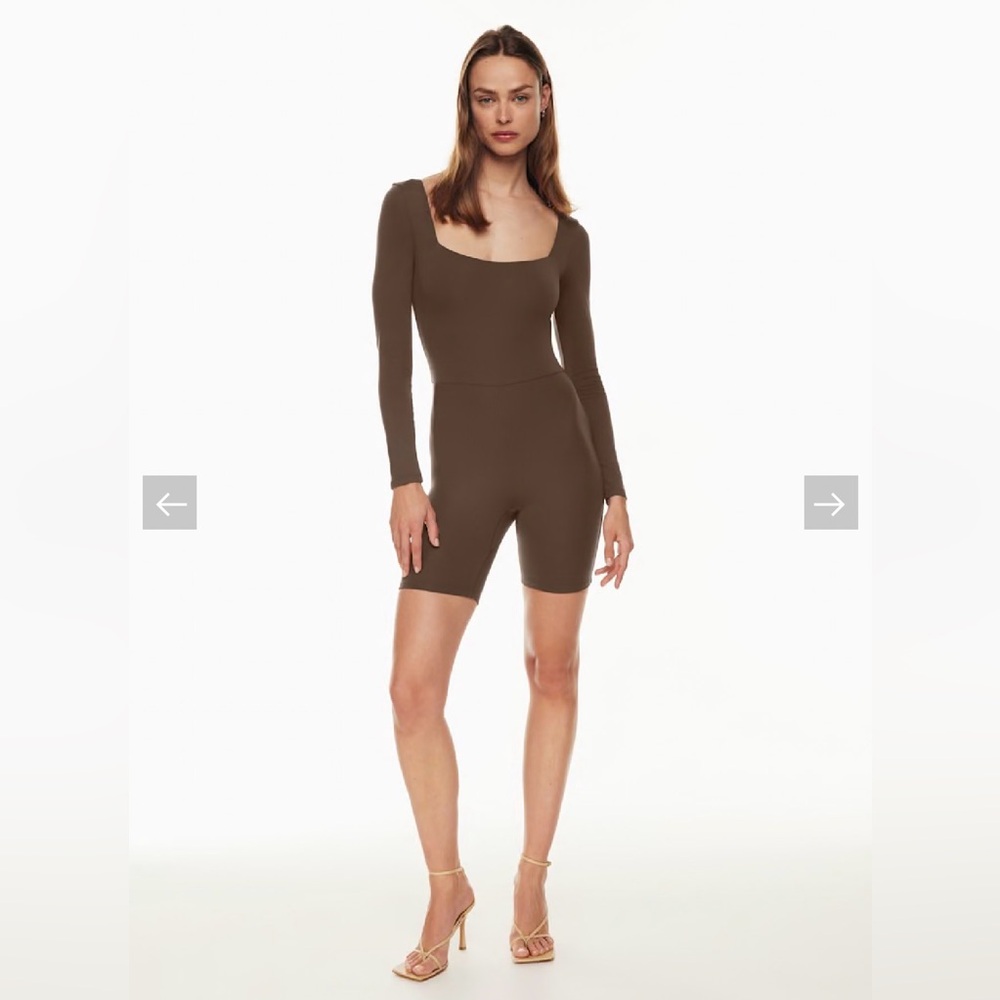Aritzia Babaton Brown Long Sleeve Romper – Size Large - Picture 5 of 8